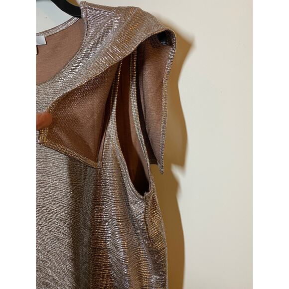 Maette by Stella Dot Zoey Metalic Sheen Short Sleeve Relaxed Fit Top Medium NEW - Picture 7 of 10